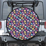 Cute Macarons Pattern Print Leather Spare Tire Cover