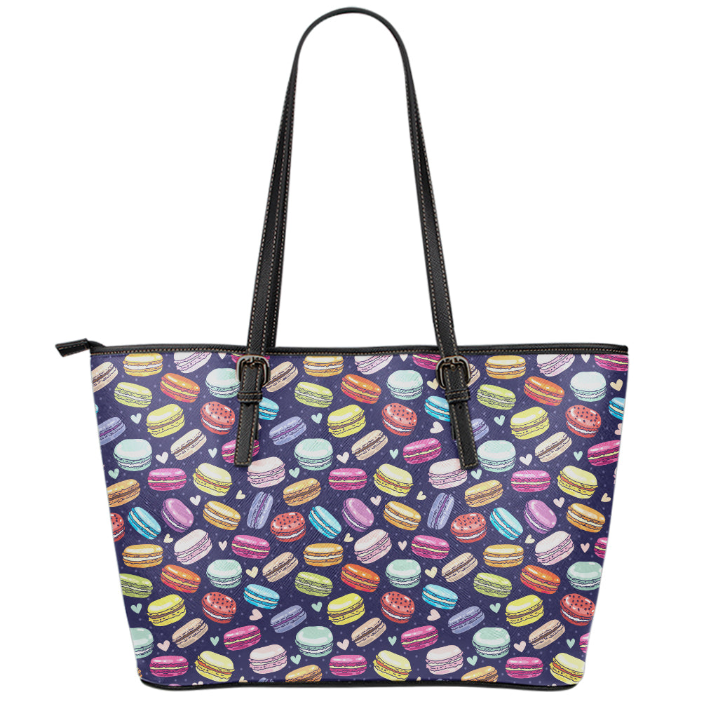 Cute Macarons Pattern Print Leather Tote Bag
