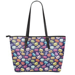Cute Macarons Pattern Print Leather Tote Bag