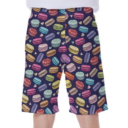 Cute Macarons Pattern Print Men's Beach Shorts