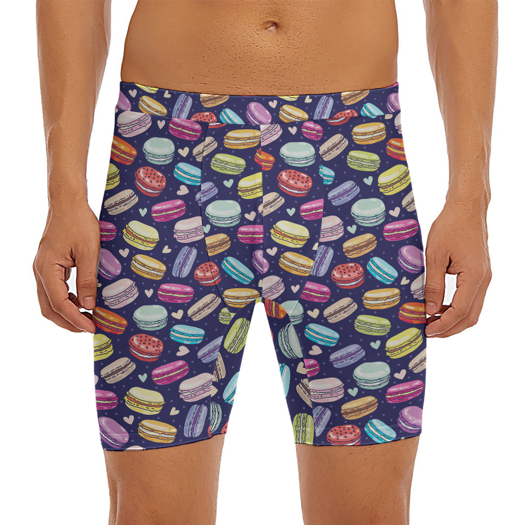 Cute Macarons Pattern Print Men's Long Boxer Briefs