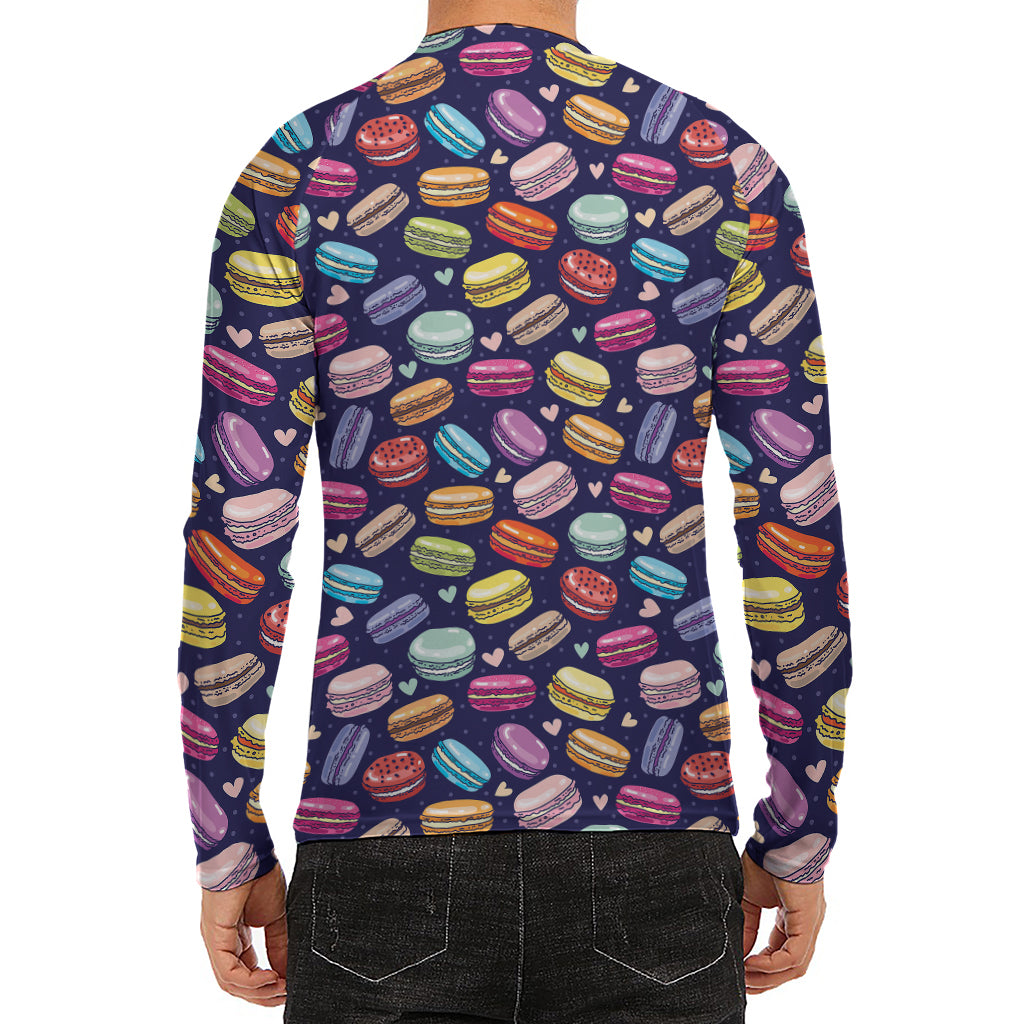 Cute Macarons Pattern Print Men's Long Sleeve Rash Guard
