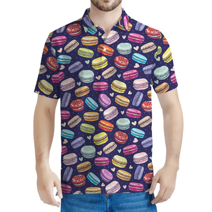 Cute Macarons Pattern Print Men's Polo Shirt