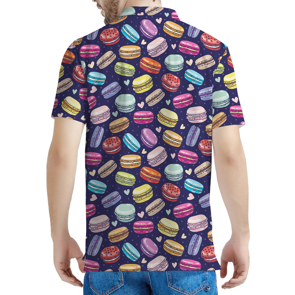 Cute Macarons Pattern Print Men's Polo Shirt