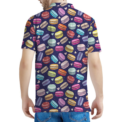 Cute Macarons Pattern Print Men's Polo Shirt