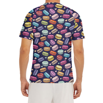 Cute Macarons Pattern Print Men's Short Sleeve Rash Guard