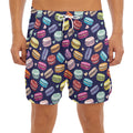 Cute Macarons Pattern Print Men's Split Running Shorts