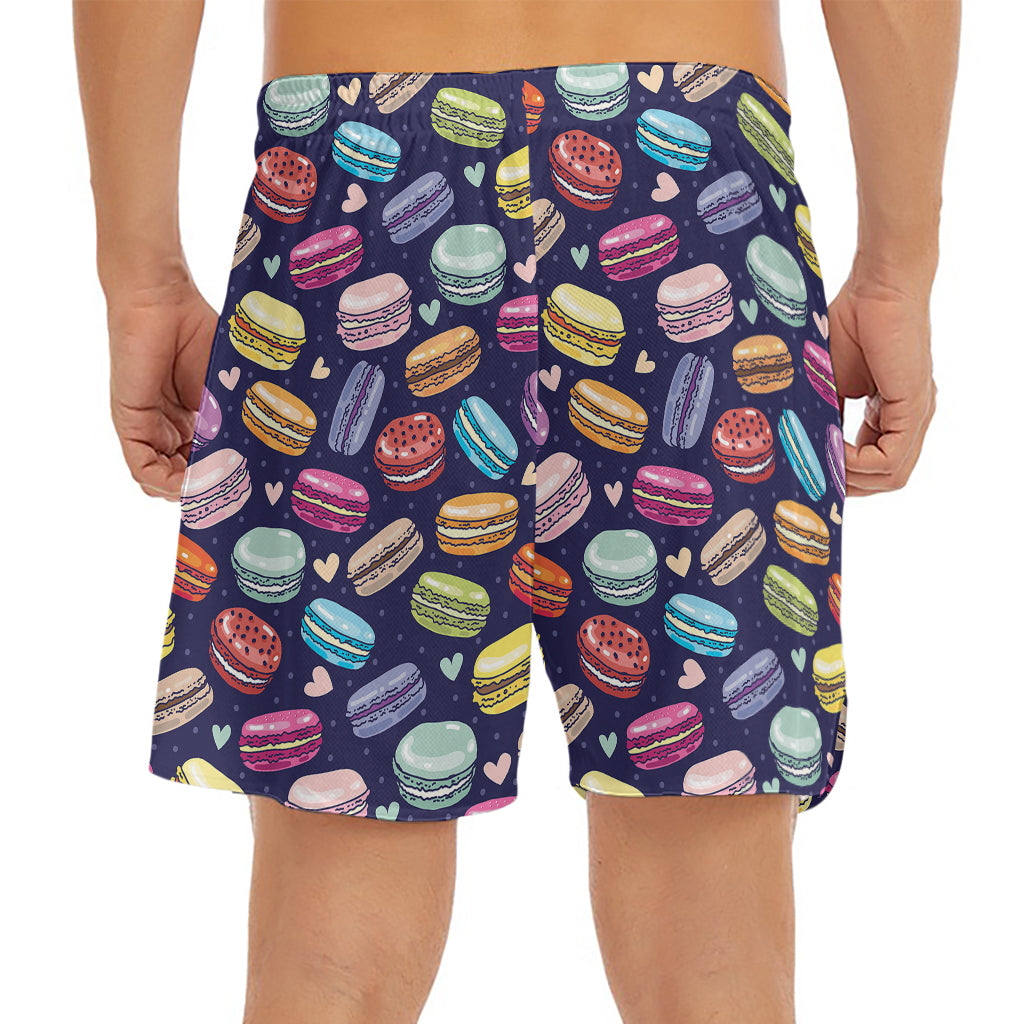Cute Macarons Pattern Print Men's Split Running Shorts