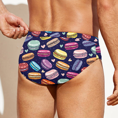 Cute Macarons Pattern Print Men's Swim Briefs