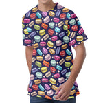 Cute Macarons Pattern Print Men's Velvet T-Shirt