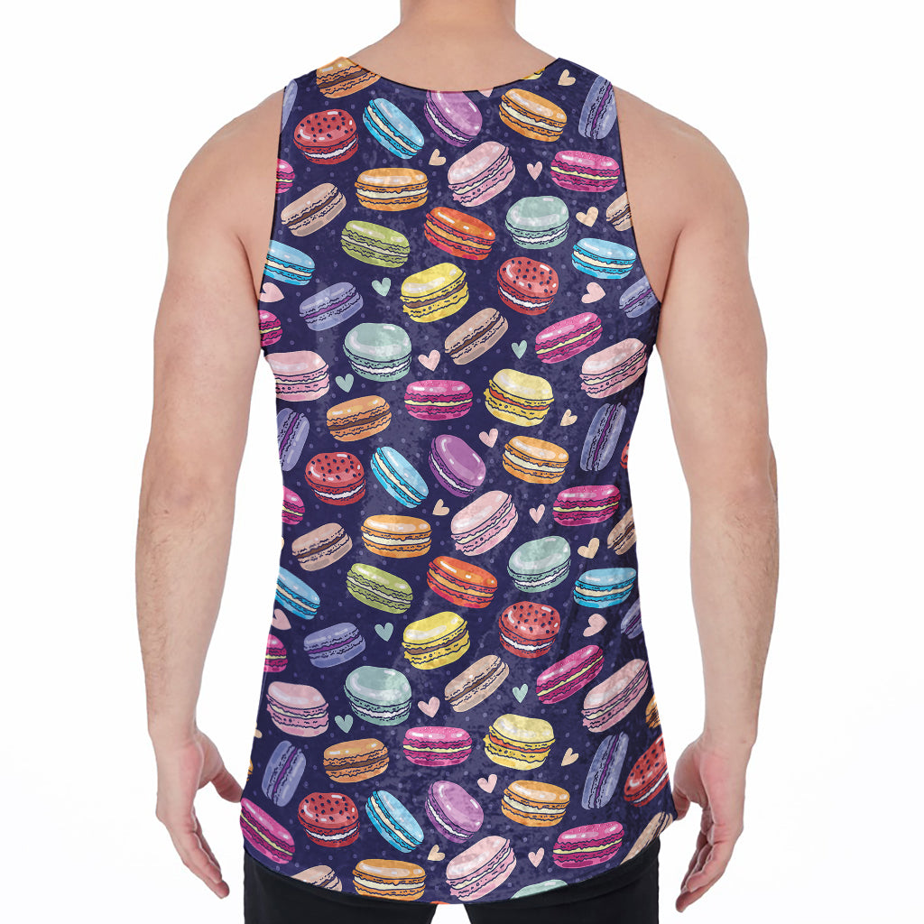 Cute Macarons Pattern Print Men's Velvet Tank Top