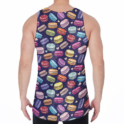 Cute Macarons Pattern Print Men's Velvet Tank Top
