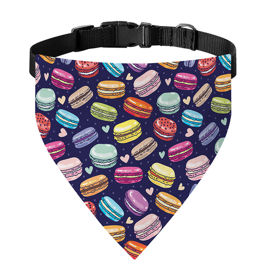 Cute Macarons Pattern Print Over The Collar Dog Bandana