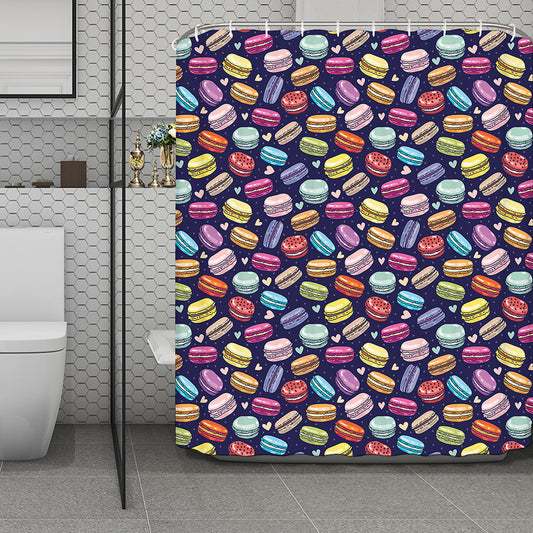 Cute Macarons Pattern Print Polyester Shower Curtain