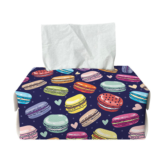 Cute Macarons Pattern Print Rectangle Tissue Box Cover