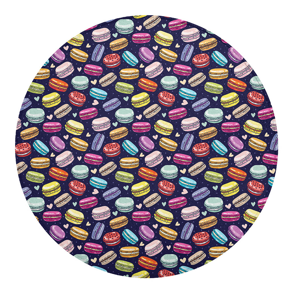 Cute Macarons Pattern Print Round Blanket