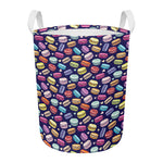Cute Macarons Pattern Print Round Laundry Basket