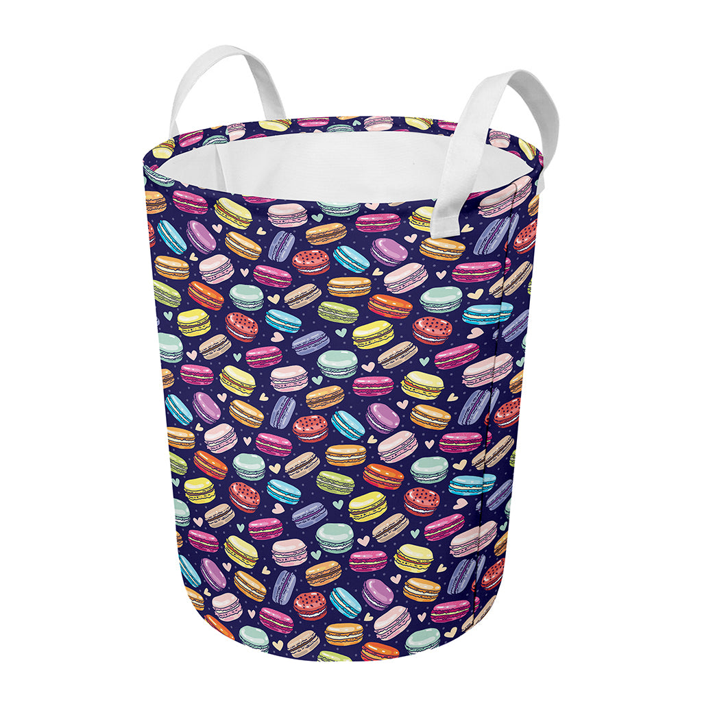 Cute Macarons Pattern Print Round Laundry Basket