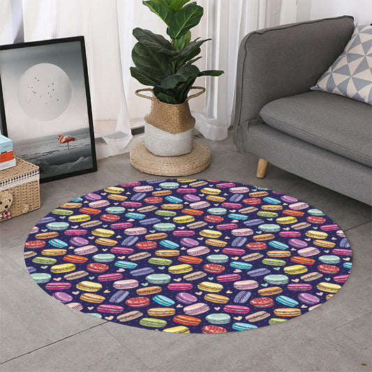 Cute Macarons Pattern Print Round Rug
