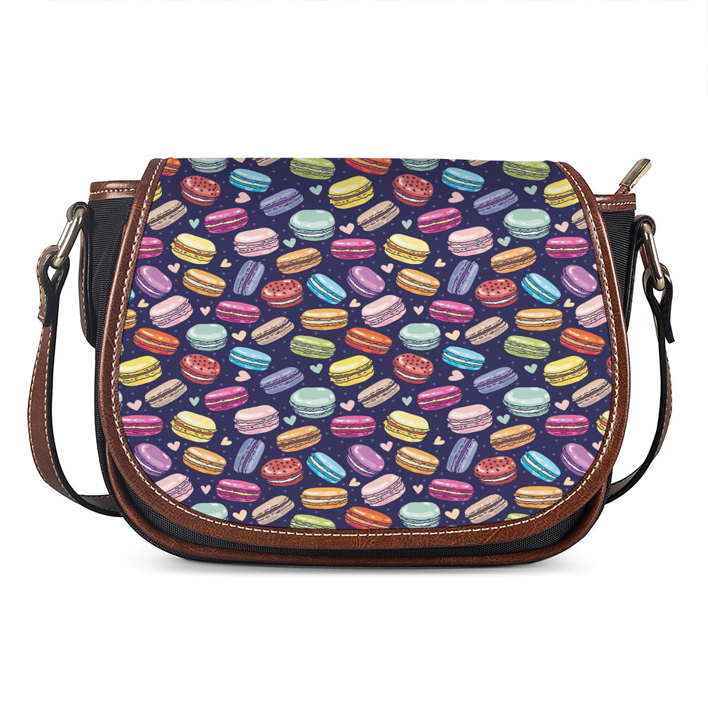 Cute Macarons Pattern Print Saddle Bag