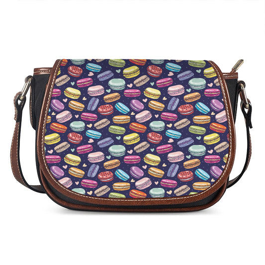 Cute Macarons Pattern Print Saddle Bag