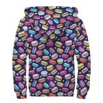 Cute Macarons Pattern Print Sherpa Lined Zip Up Hoodie