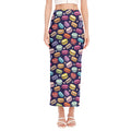 Cute Macarons Pattern Print Side Slit Maxi Skirt