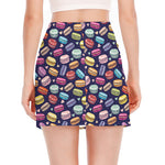 Cute Macarons Pattern Print Side Slit Mini Skirt