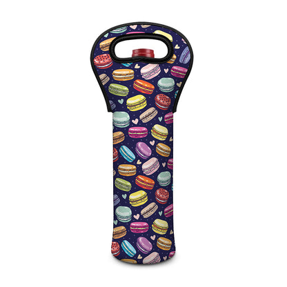 Cute Macarons Pattern Print Single Neoprene Wine Tote