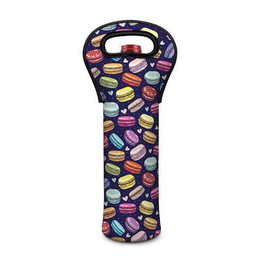 Cute Macarons Pattern Print Single Neoprene Wine Tote