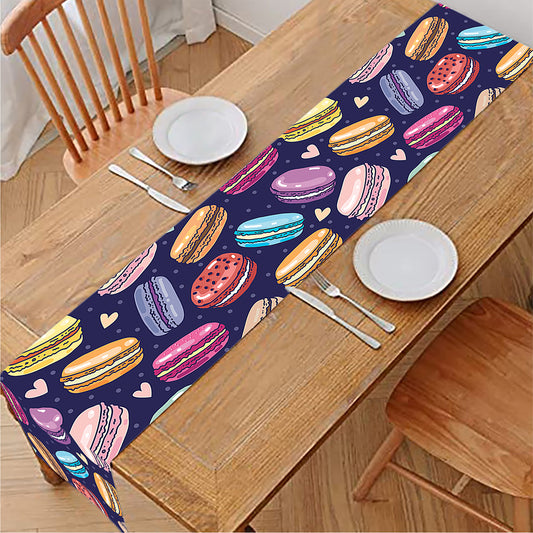 Cute Macarons Pattern Print Table Runner