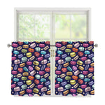 Cute Macarons Pattern Print Tier Curtains