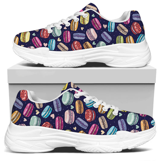 Cute Macarons Pattern Print White Chunky Shoes