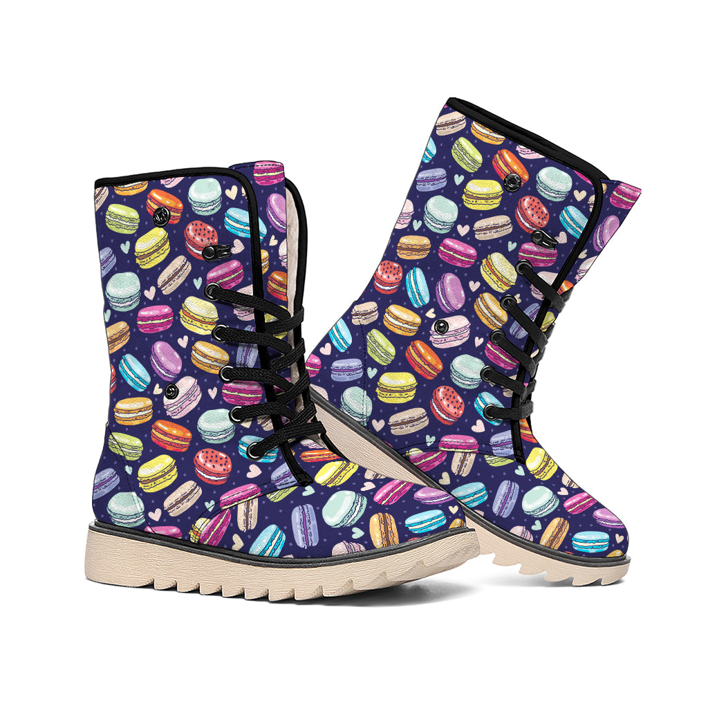 Cute Macarons Pattern Print Winter Boots