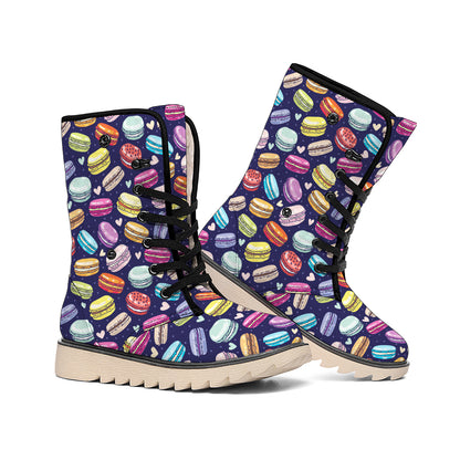 Cute Macarons Pattern Print Winter Boots