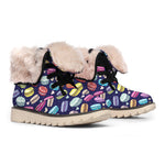 Cute Macarons Pattern Print Winter Boots