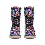 Cute Macarons Pattern Print Winter Boots