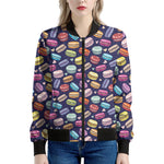 Cute Macarons Pattern Print Women's Bomber Jacket