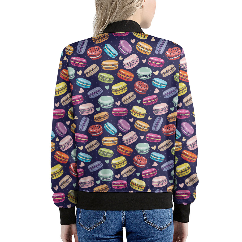 Cute Macarons Pattern Print Women's Bomber Jacket