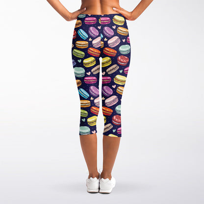 Cute Macarons Pattern Print Women's Capri Leggings