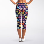 Cute Macarons Pattern Print Women's Capri Leggings