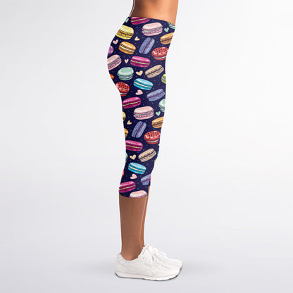 Cute Macarons Pattern Print Women's Capri Leggings