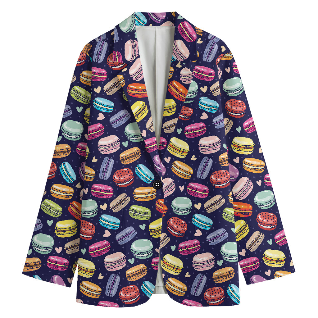 Cute Macarons Pattern Print Women's Cotton Blazer