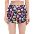 Cute Macarons Pattern Print Women's Split Running Shorts