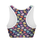 Cute Macarons Pattern Print Women's Sports Bra