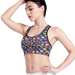 Cute Macarons Pattern Print Women's Sports Bra