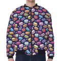 Cute Macarons Pattern Print Zip Sleeve Bomber Jacket