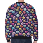 Cute Macarons Pattern Print Zip Sleeve Bomber Jacket