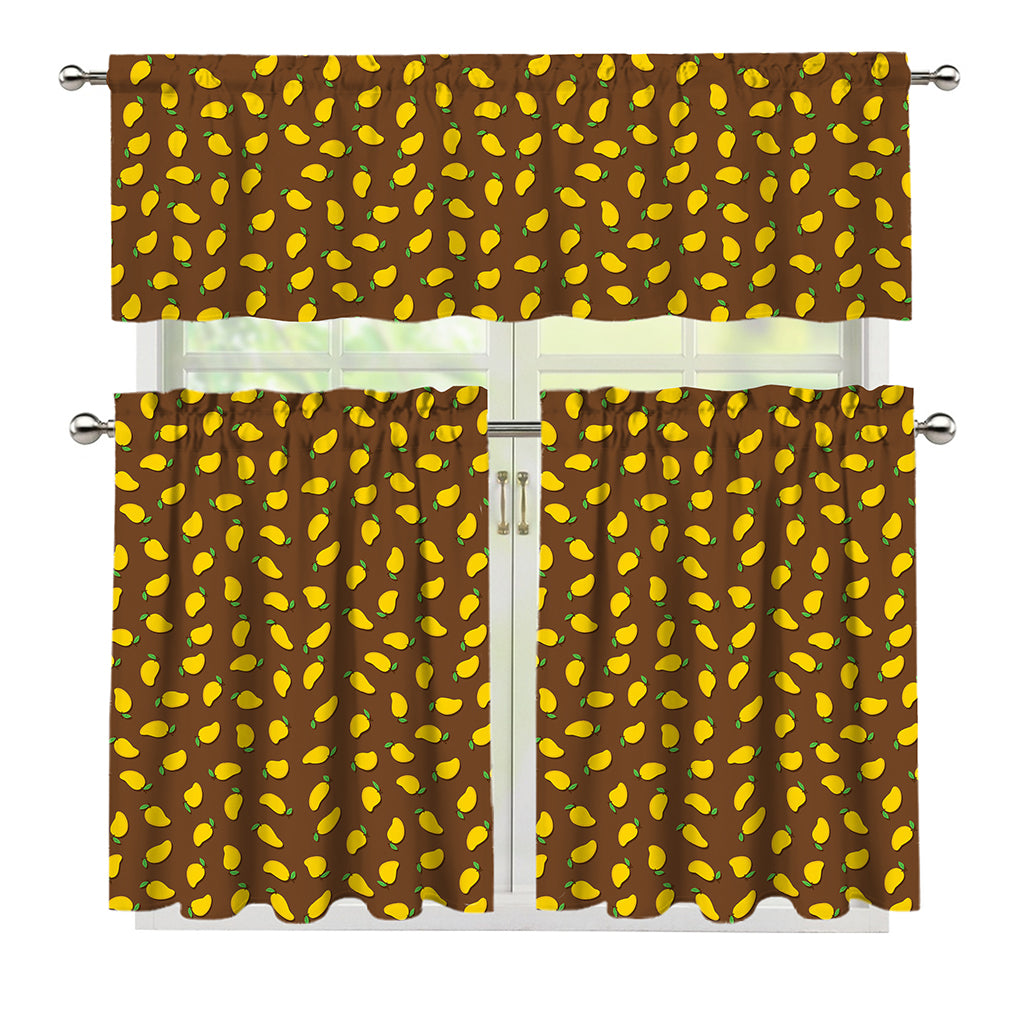 Cute Mango Pattern Print 3 Piece Kitchen Curtains