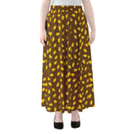 Cute Mango Pattern Print Chiffon Maxi Skirt